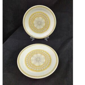 2 Vintage Franciscan Earthenware Hacienda Gold Flower Salad Plates